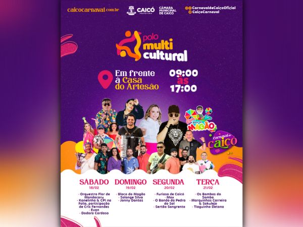 Polo multicultural vai movimentar foliões com programação diurna no Carnaval de Caicó 2023